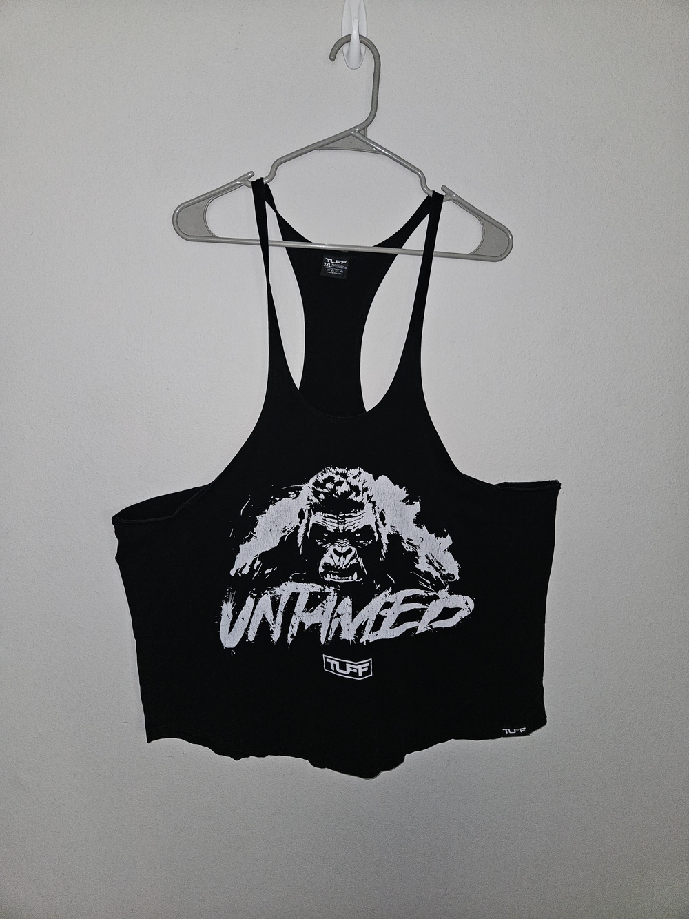 Tuff Athletics Black Tank Top with White Gorilla 'Untamed' Graphic